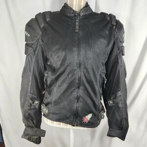 Joe Rocket Racing Motorcycle Black Mesh Full Zip Adjustable Lined Jacket Small